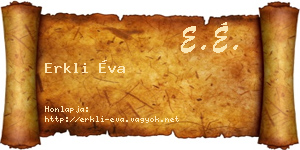 Erkli Éva névjegykártya